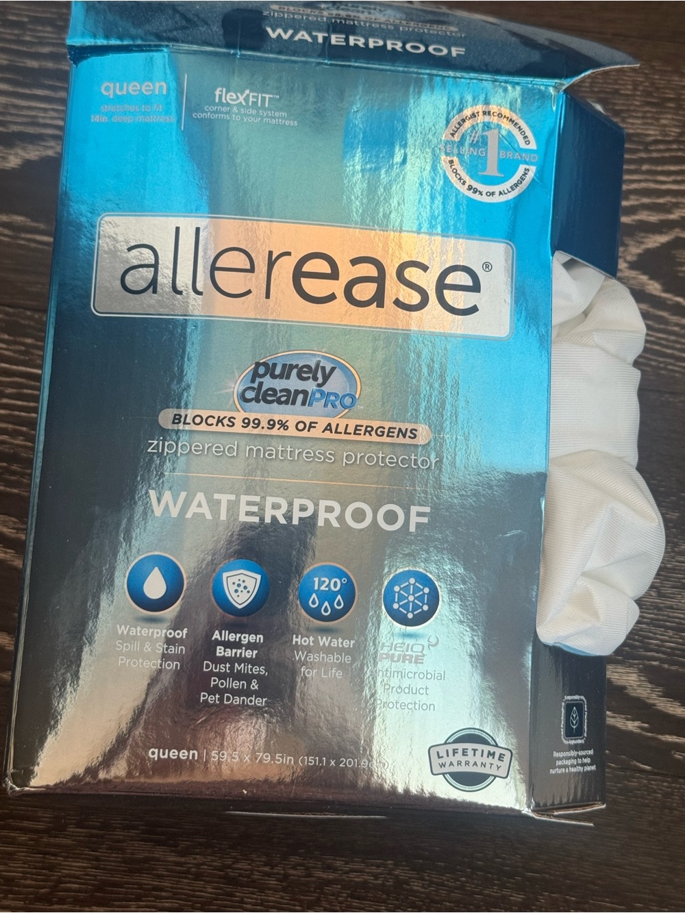 Allerease Waterproof Zippered Mattress Protector - White (Queen)